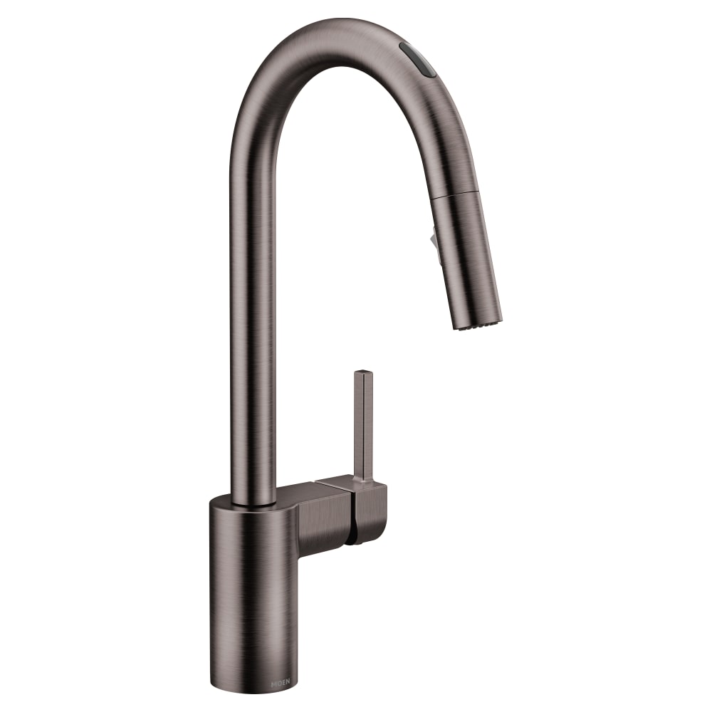 Moen Align Smart Faucet 1.5 GPM Single Hole Pull Down Kitchen Faucet with Voice Control Black Stainless Steel