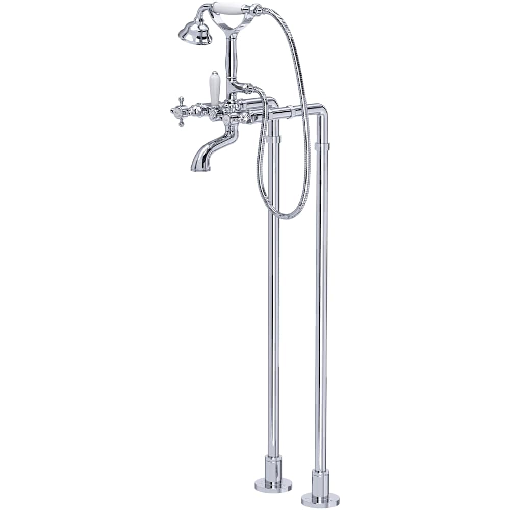 Acqui Floor Mounted Tub Filler with Built-In Diverter - Includes Hand Shower
