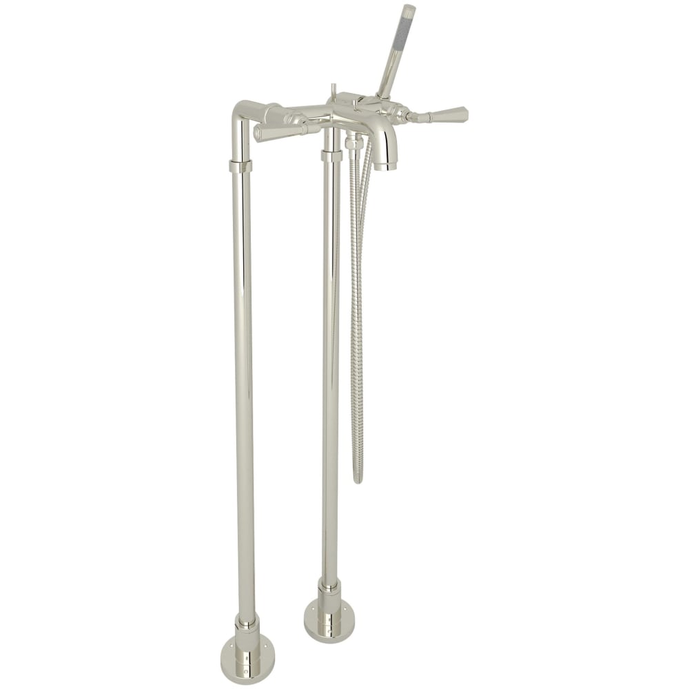 San Giovanni Floor Mounted Tub Filler with Built-In Diverter - Includes Hand Shower
