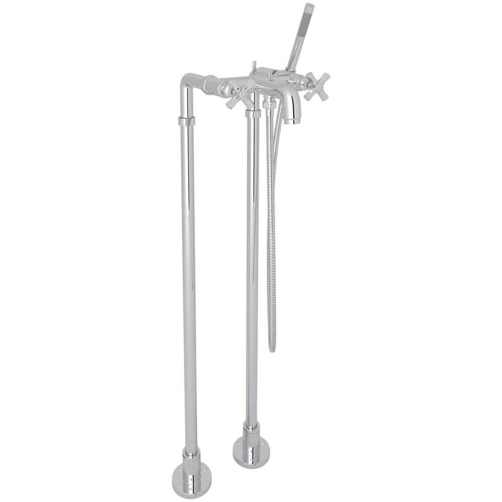 San Giovanni Floor Mounted Clawfoot Tub Filler with Built-In Diverter - Includes Hand Shower