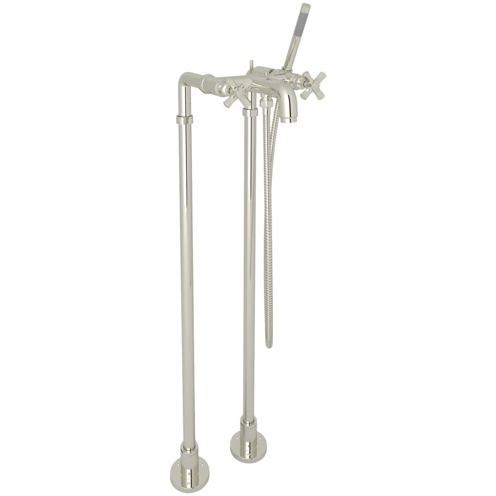 San Giovanni Floor Mounted Clawfoot Tub Filler with Built-In Diverter - Includes Hand Shower