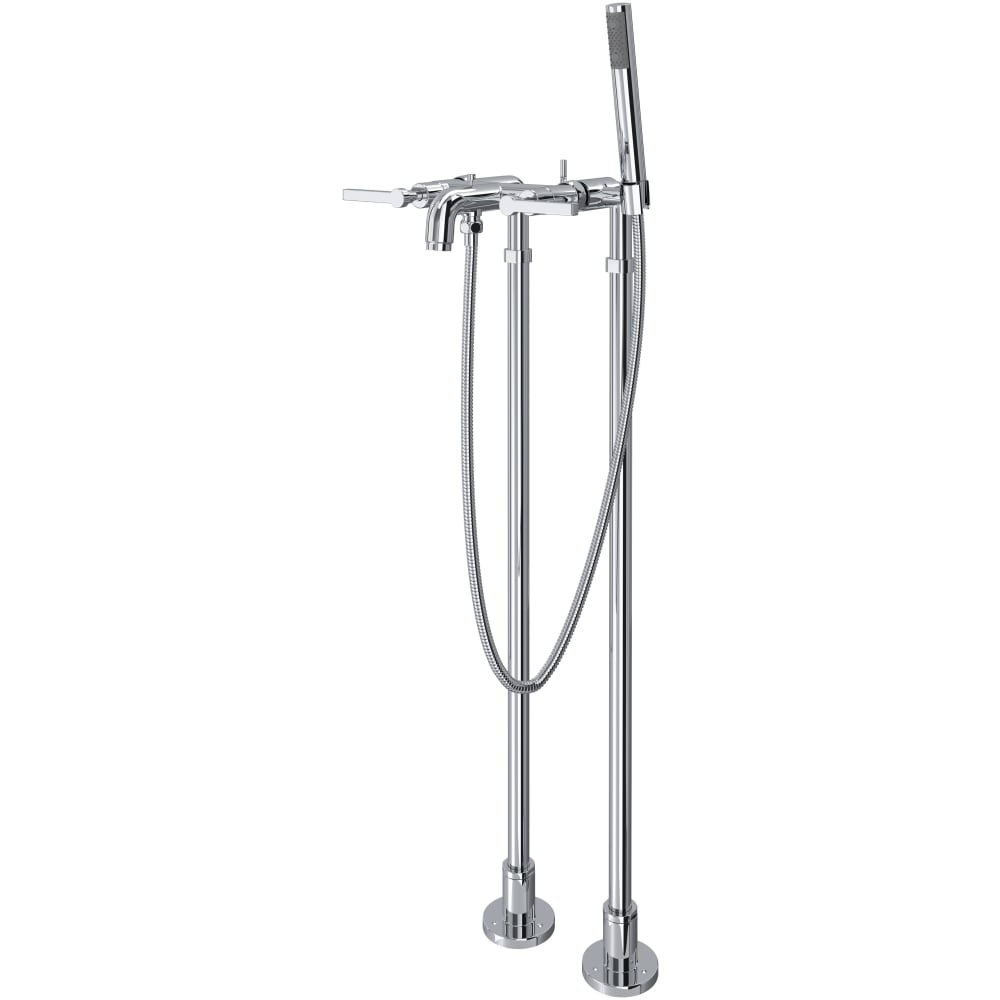 Lombardia Floor Mounted Tub Filler with Built-In Diverter - Includes Hand Shower