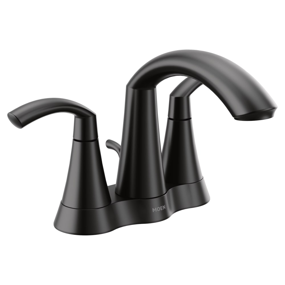 Moen Glyde 1.2 GPM Centerset Bathroom Faucet with Pop-Up Drain Assembly Matte Black