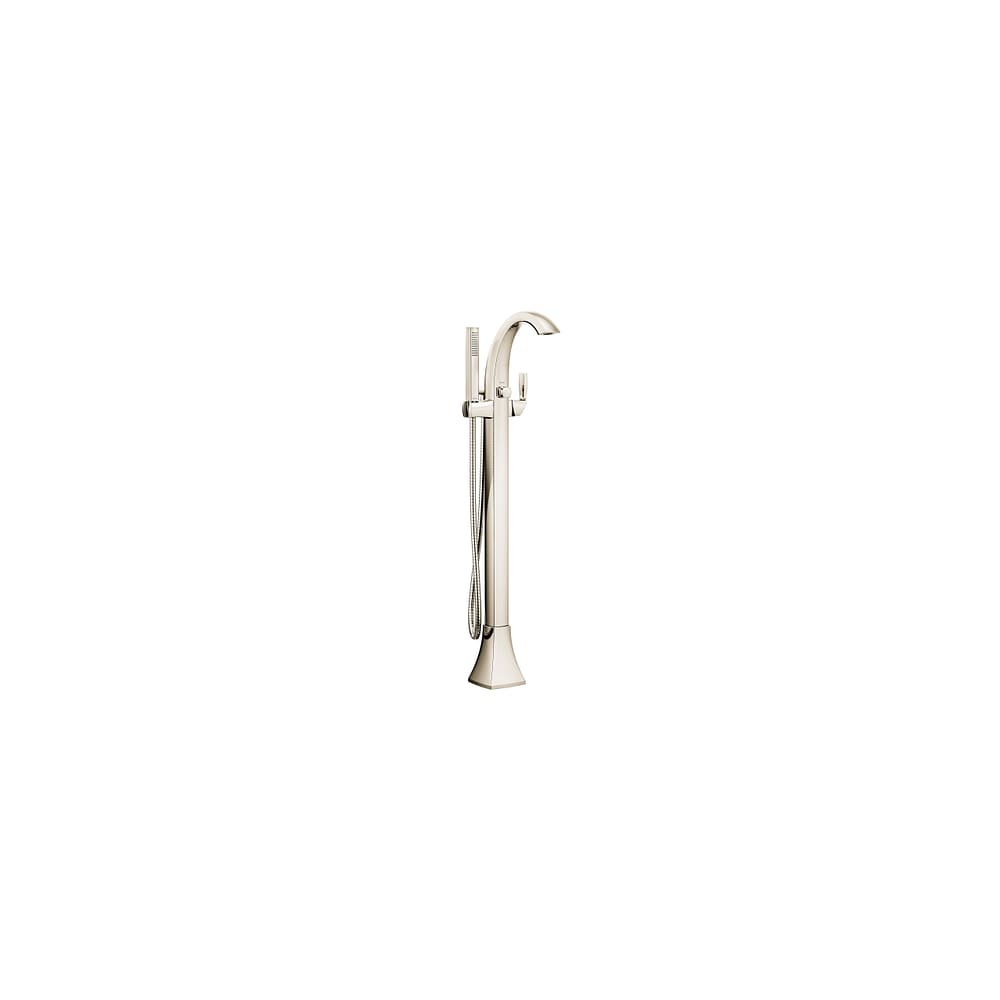 Moen Voss Floor Mounted Tub Filler with Riser and Built-In Diverter - Includes Hand Shower Polished Nickel