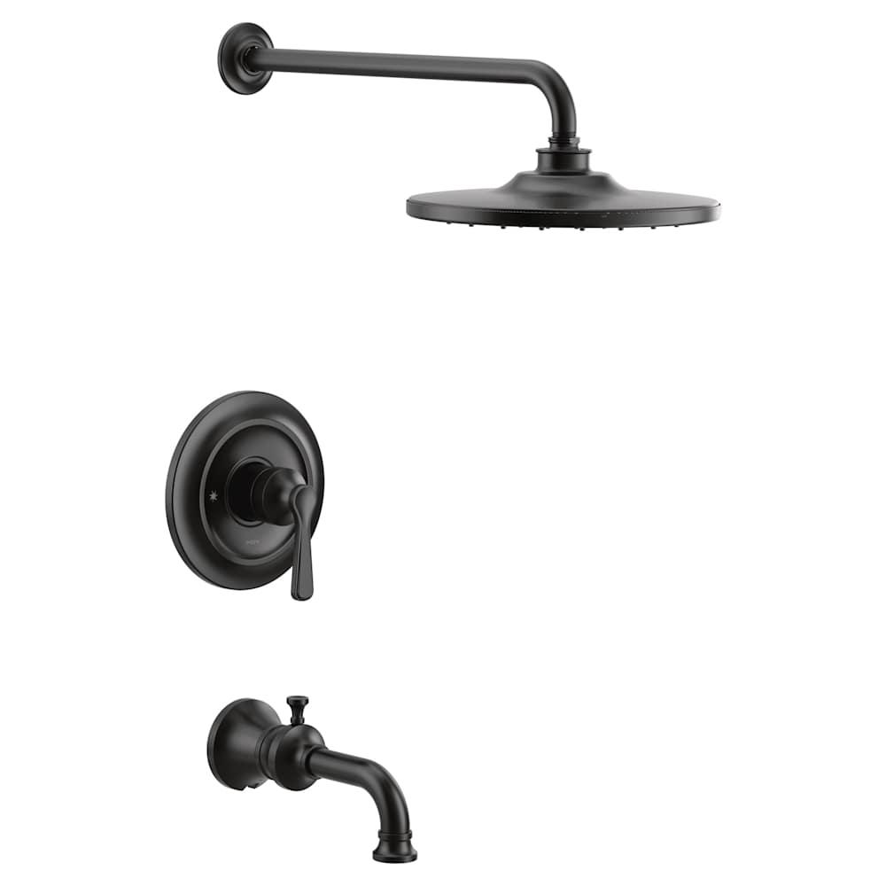 Moen Single Handle Posi-Temp Pressure Balanced Shower Trim with Rain Shower Head from the 90 Degree Collection - Less Valve Chrome