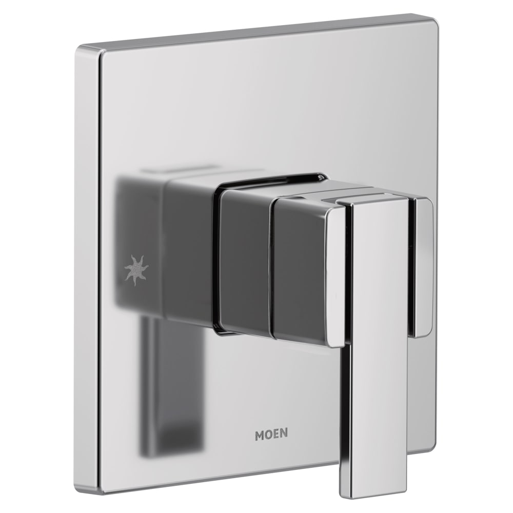 Moen Single Handle Posi-Temp Pressure Balanced Shower Trim with Rain Shower Head from the 90 Degree Collection - Less Valve Brushed Nickel