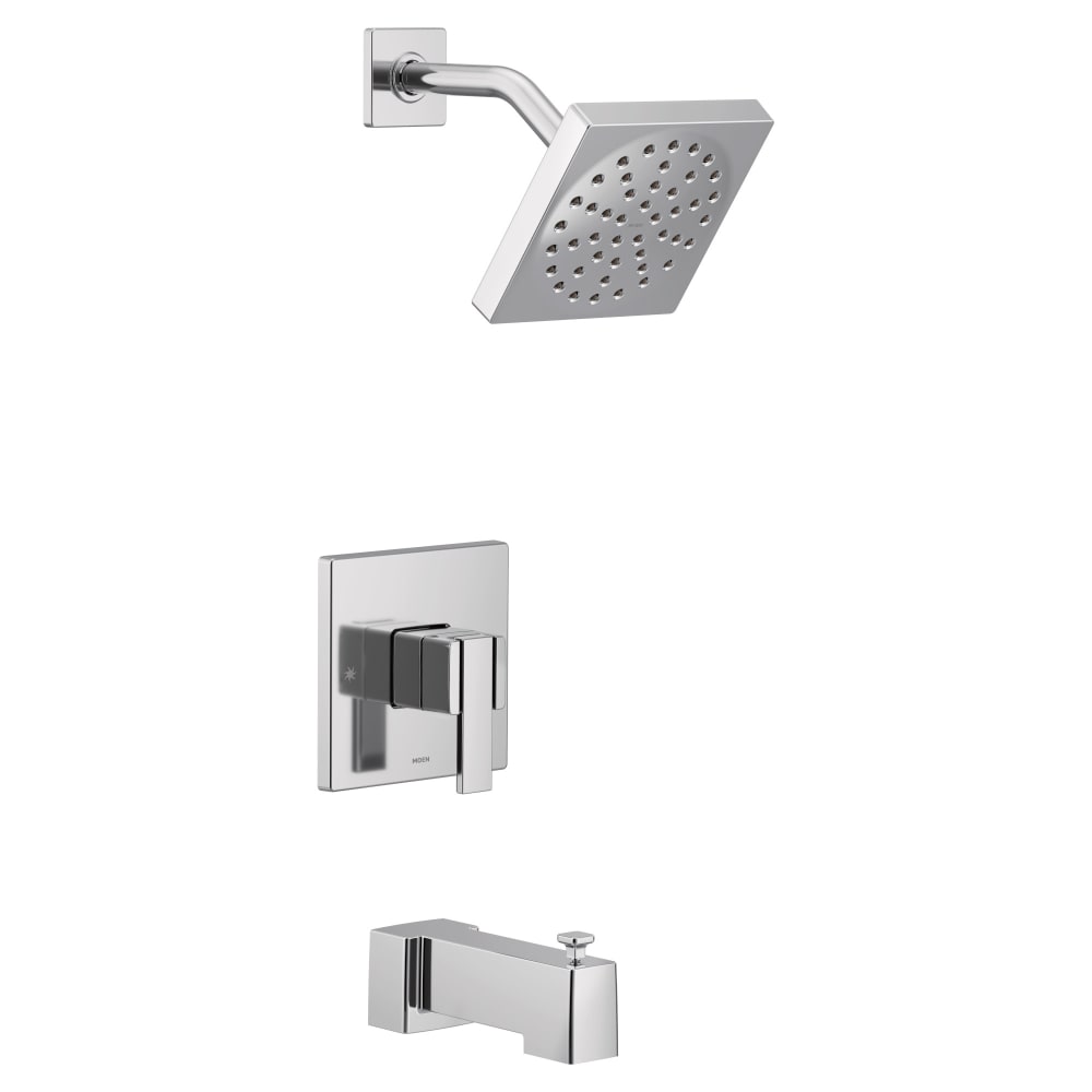 Moen Posi-Temp Pressure Balanced Tub and Shower Trim with 2.5 GPM Shower Head and Tub Spout from the 90 Degree Collection - Less Valve Brushed Nickel