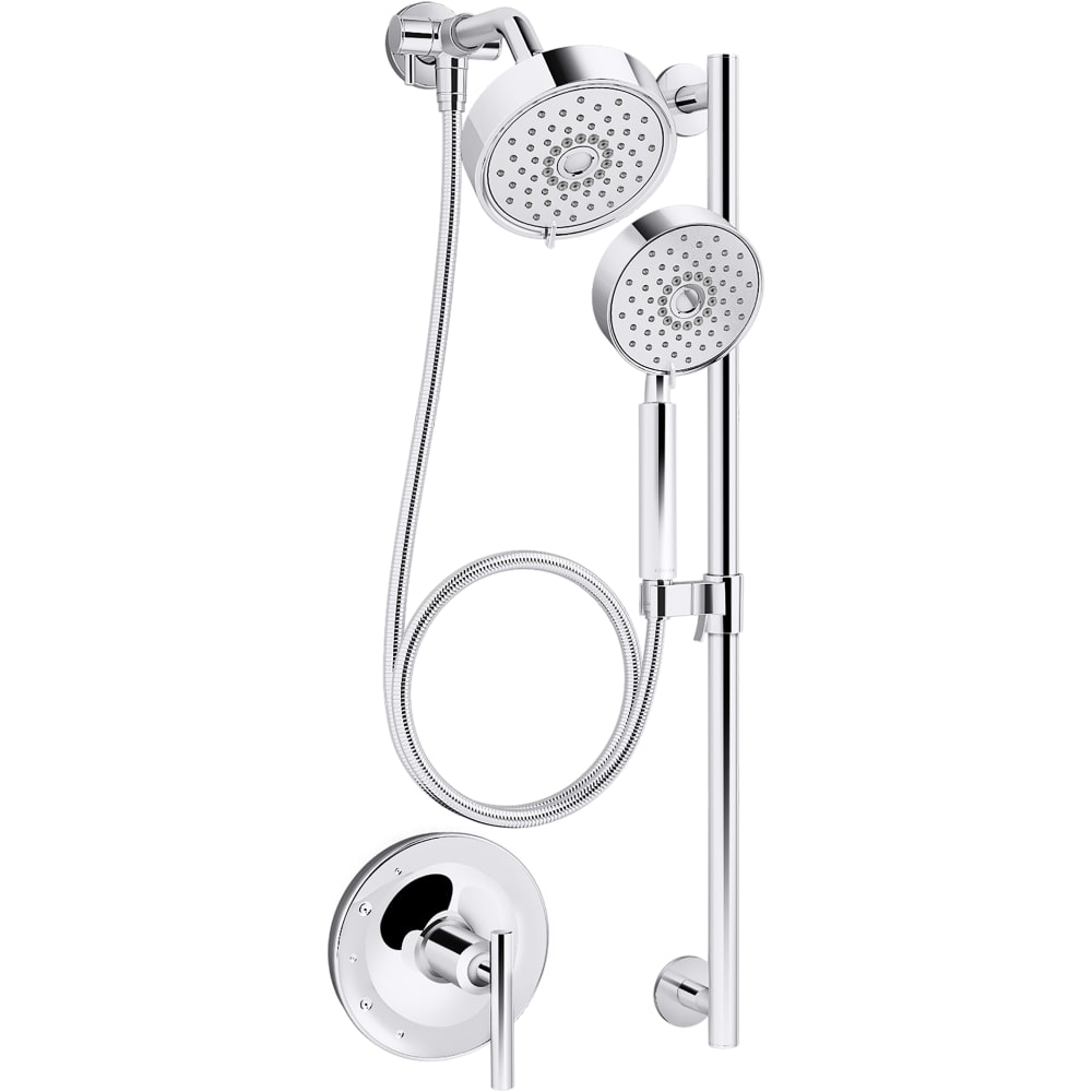 Purist Pressure Balanced Shower System with Shower Head, Hand Shower, Slide Bar, Shower Arm, Hose and Valve Trim – Less Rough-In Valve
