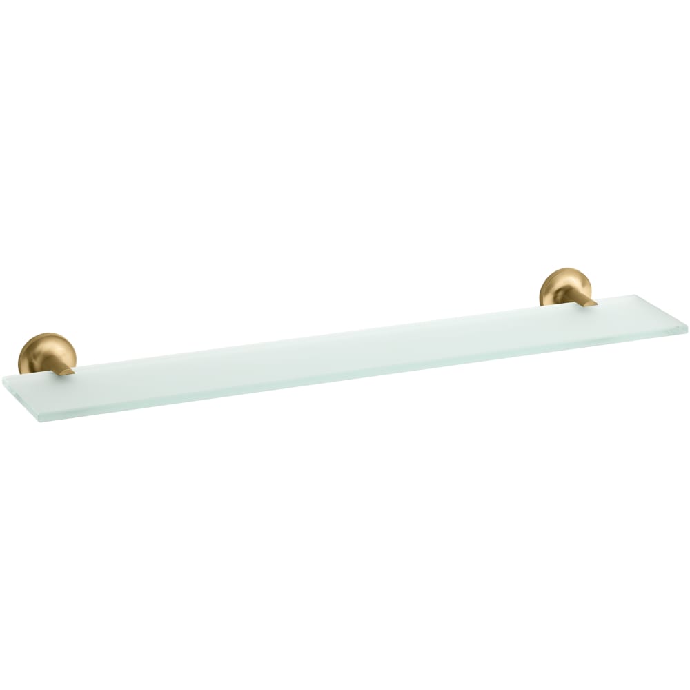 Purist 22-1/2" Brass and Tempered Glass Bathroom Shelf