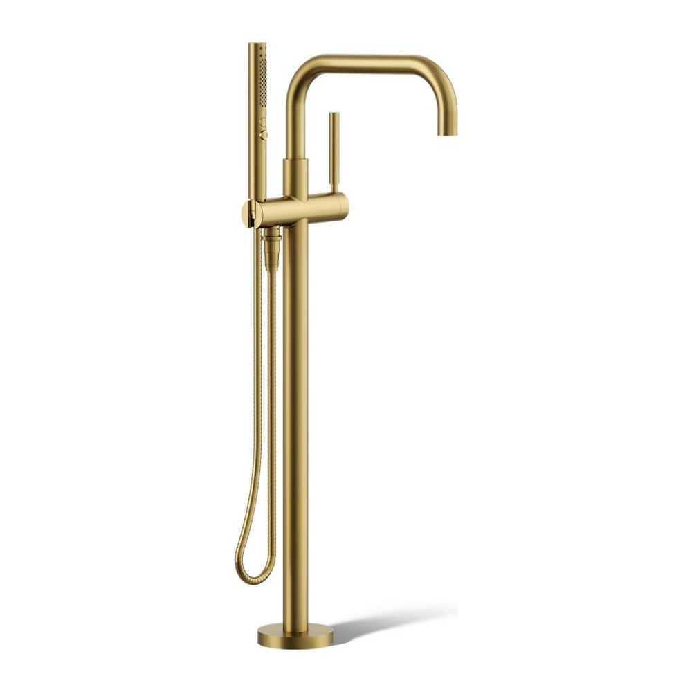 Purist Floor Mounted Tub Filler with Built-In Diverter - Includes Hand Shower