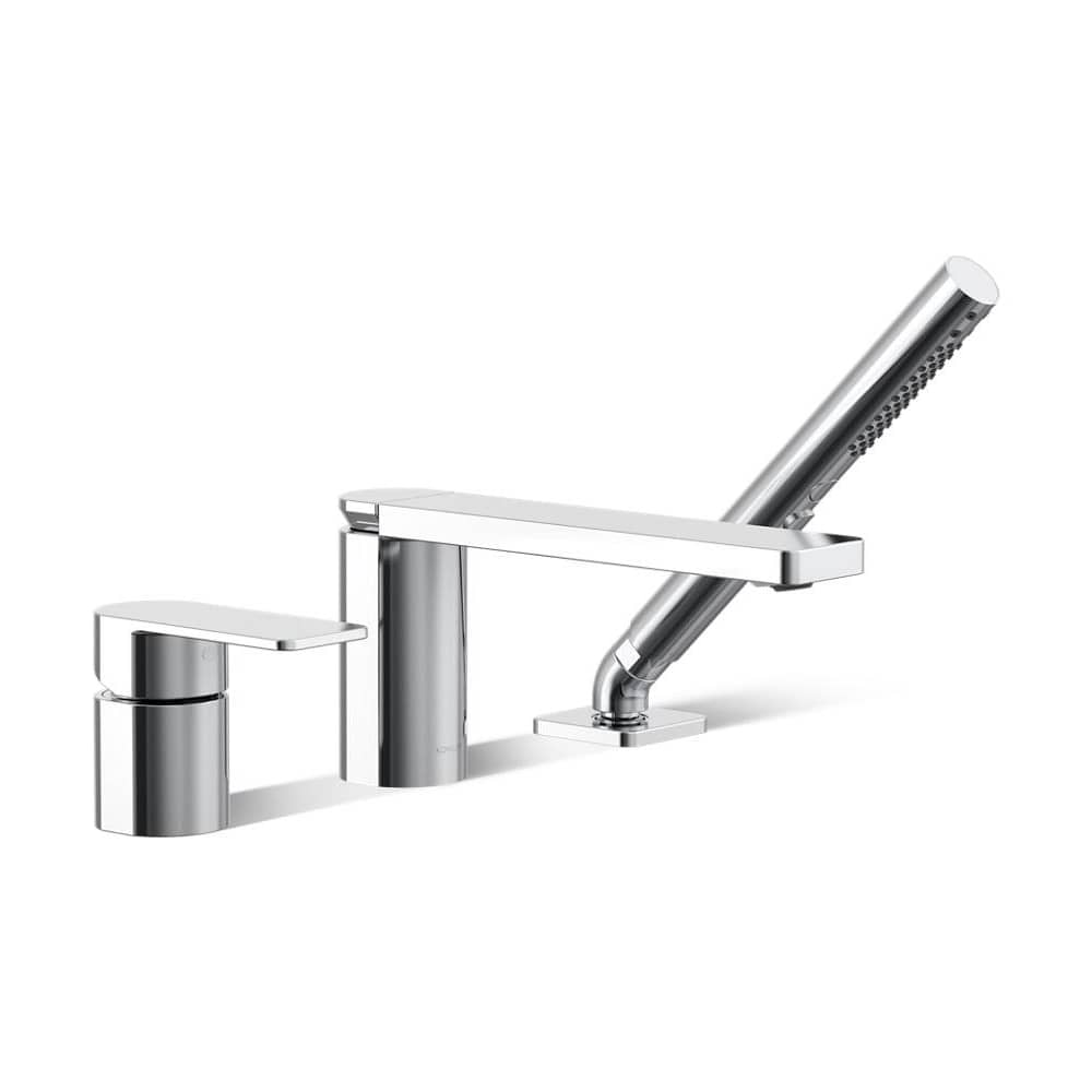 Parallel Deck Mounted Tub Filler with Built-In Diverter - Includes Hand Shower