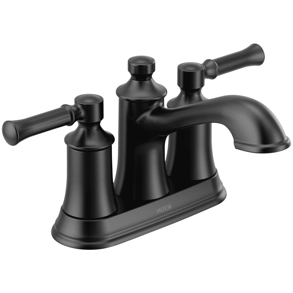 Moen Dartmoor Double Handle Centerset Bathroom Faucet - Pop-Up Drain Assembly Included Matte Black