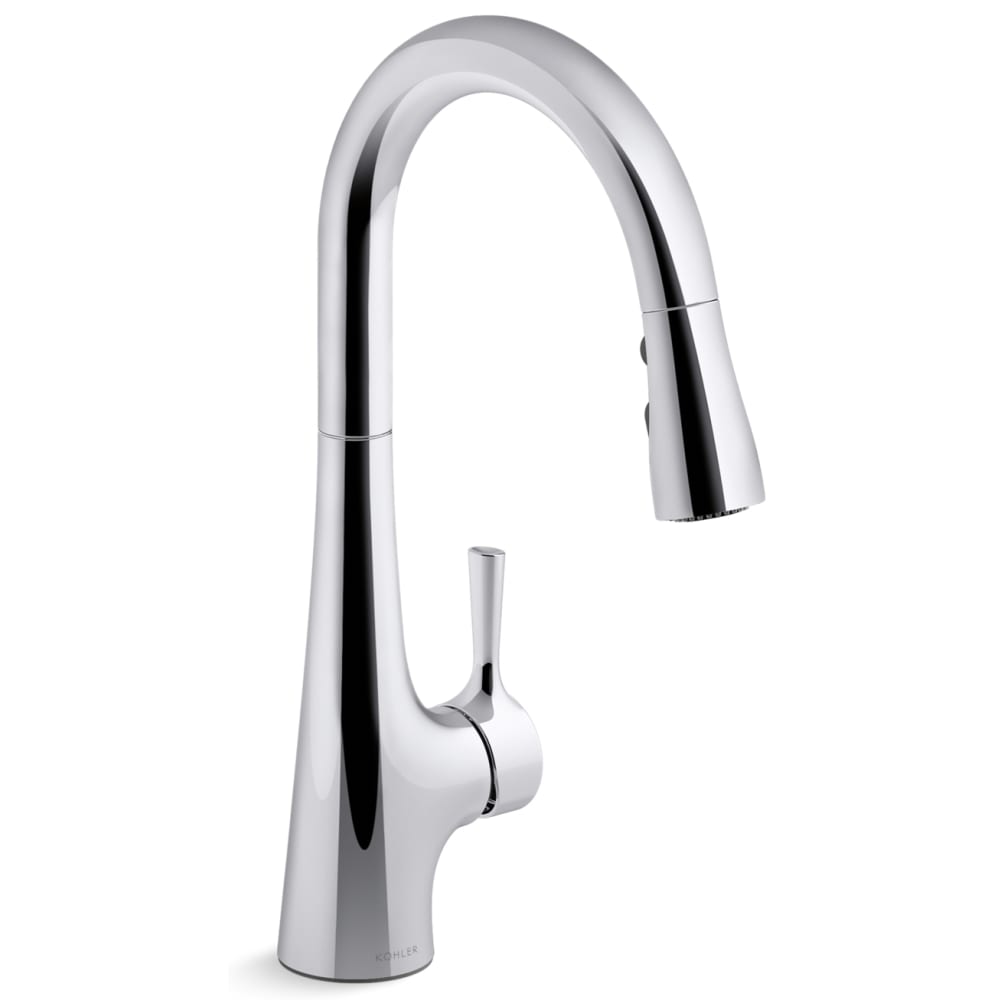Tempered 1.5 GPM Single Hole Pull Down Kitchen Faucet
