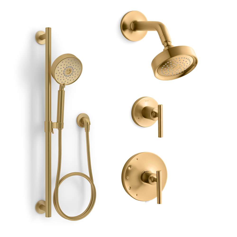Purist Pressure Balanced Shower System with Shower Head, Hand Shower, Valve Trim, and Shower Arm