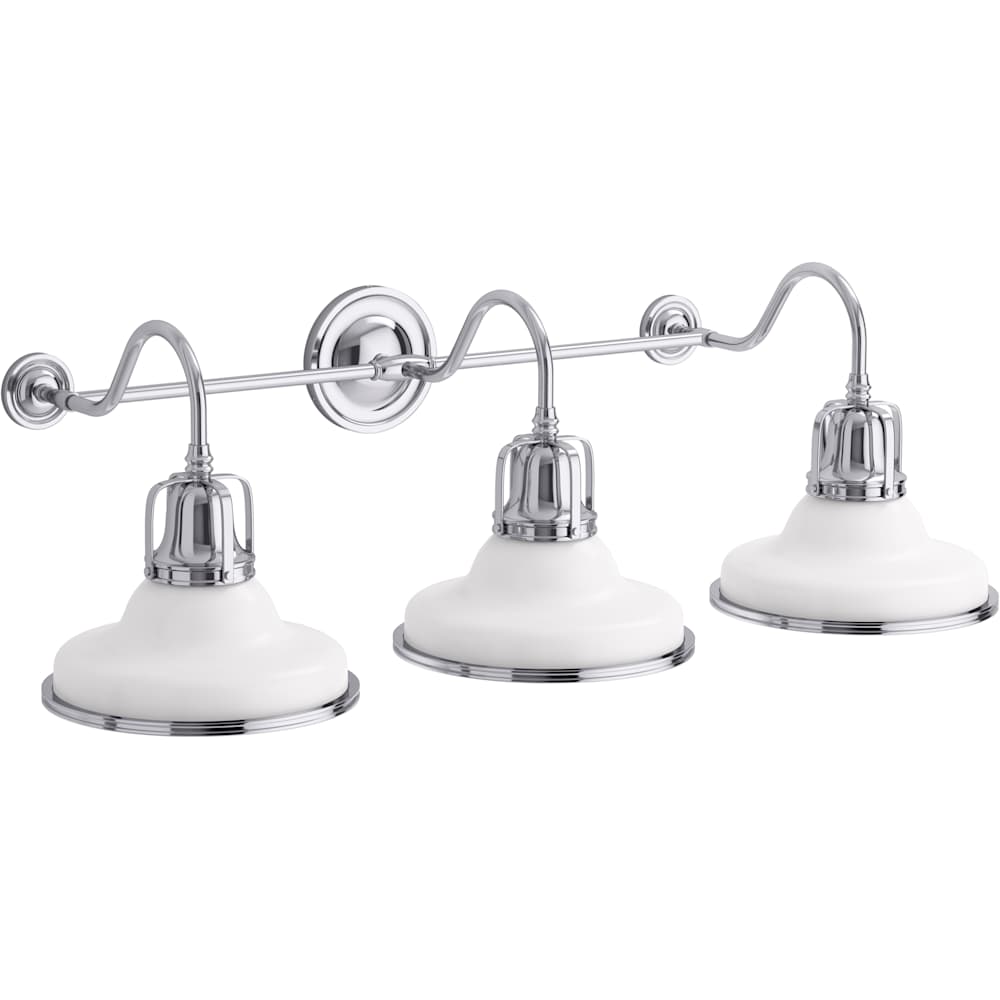 Hauksbee 35" Wide 3 Light Vanity Light with Domed Metal Shades