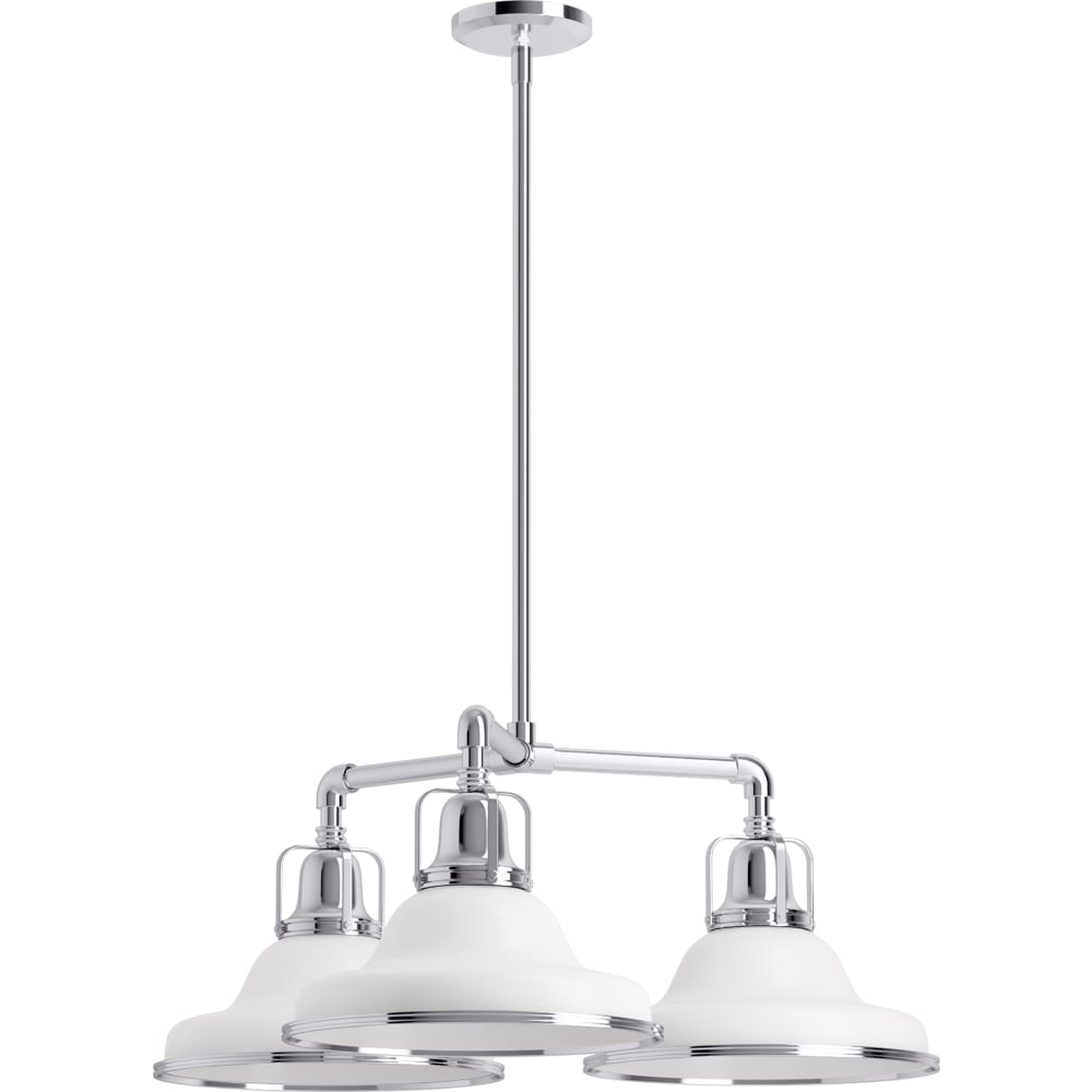 Hauksbee 30" Wide 3 Light Chandelier with Domed Metal Shades