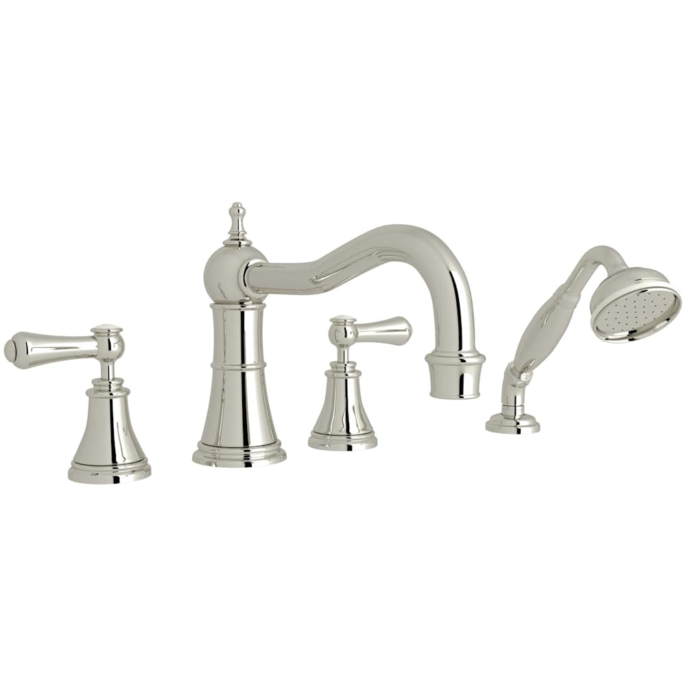 Georgian Era Deck Mounted Roman Tub Filler with Built-In Diverter - Includes Hand Shower