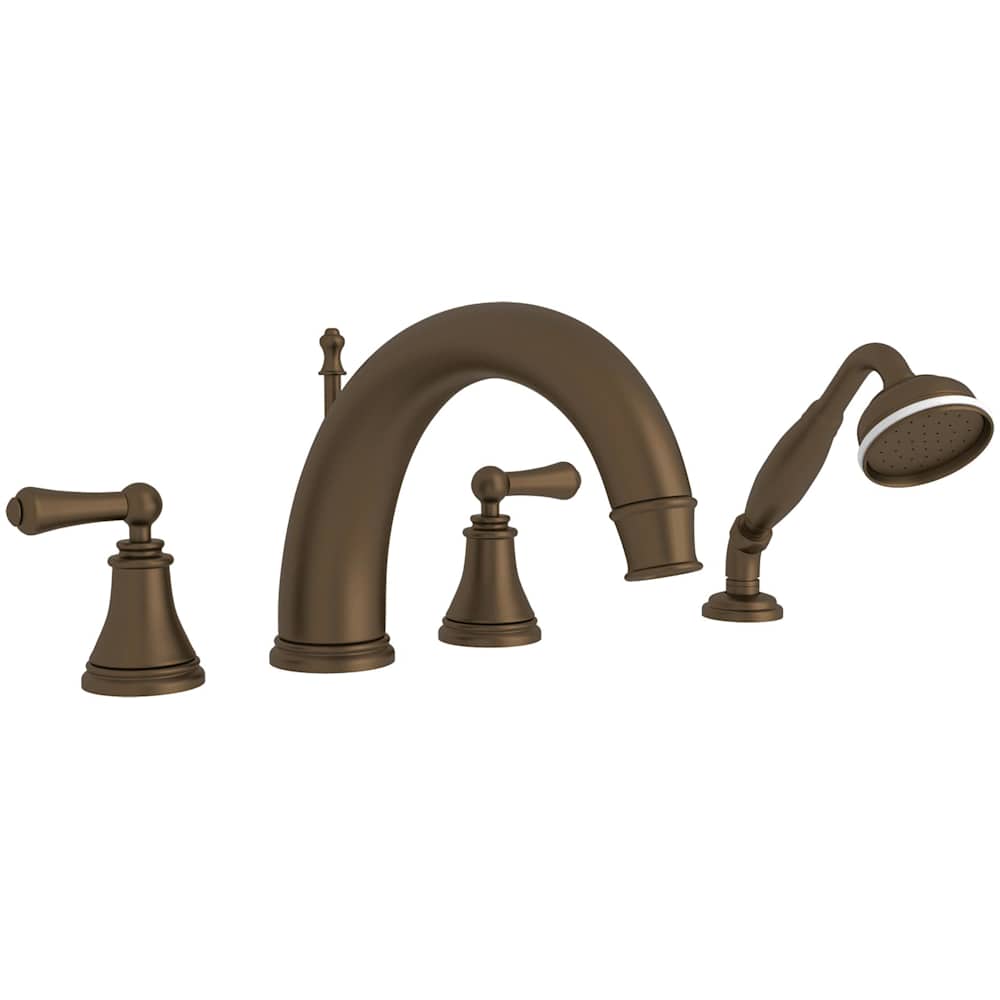 Georgian Era Deck Mounted Roman Tub Filler with Built-In Diverter - Includes Hand Shower
