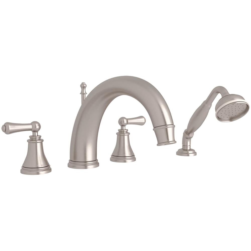 Georgian Era Deck Mounted Roman Tub Filler with Built-In Diverter - Includes Hand Shower