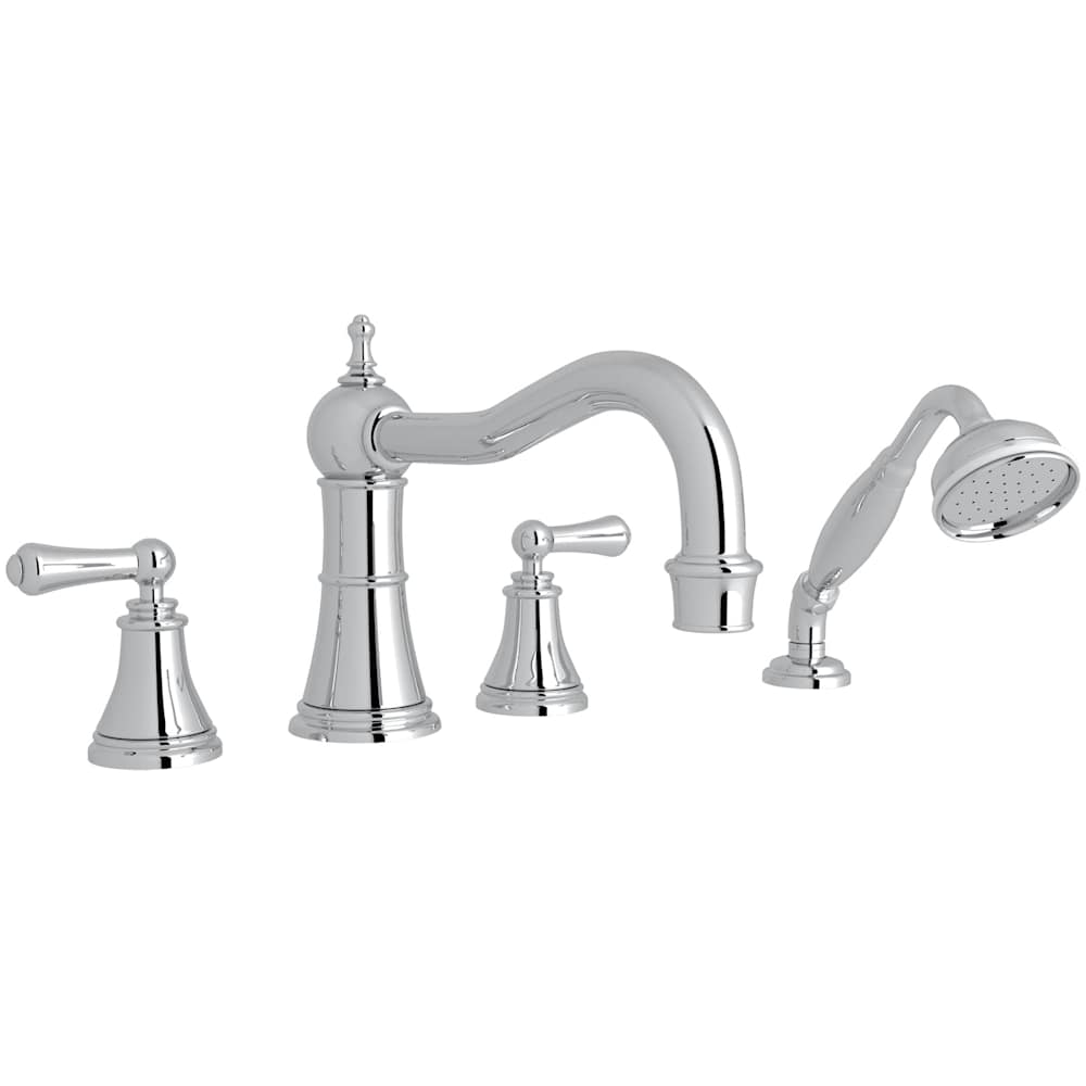 Georgian Era Deck Mounted Roman Tub Filler with Built-In Diverter - Includes Hand Shower