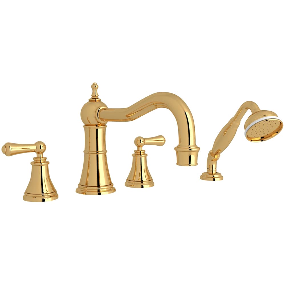 Georgian Era Deck Mounted Roman Tub Filler with Built-In Diverter - Includes Hand Shower