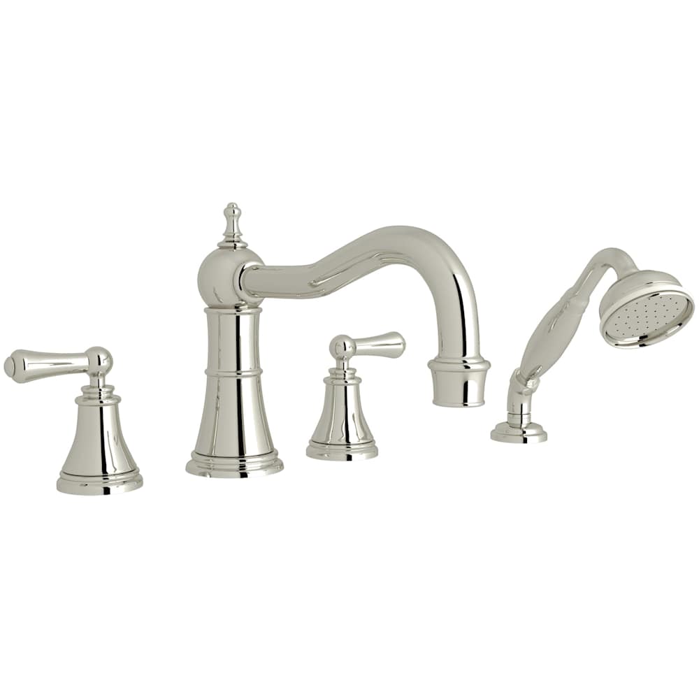 Georgian Era Deck Mounted Roman Tub Filler with Built-In Diverter - Includes Hand Shower