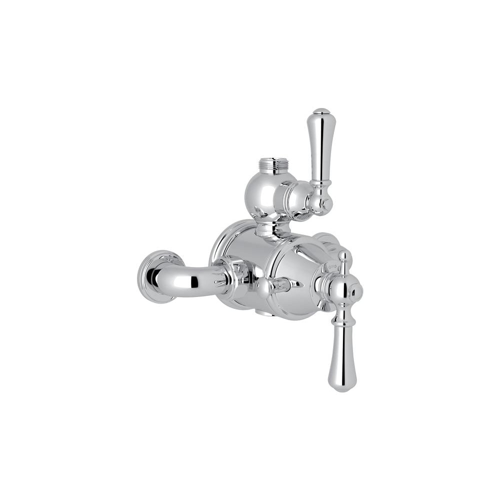 Georgian Era Two Function Thermostatic Valve Trim with Dual Lever Handles, Integrated Diverter, and Volume Control