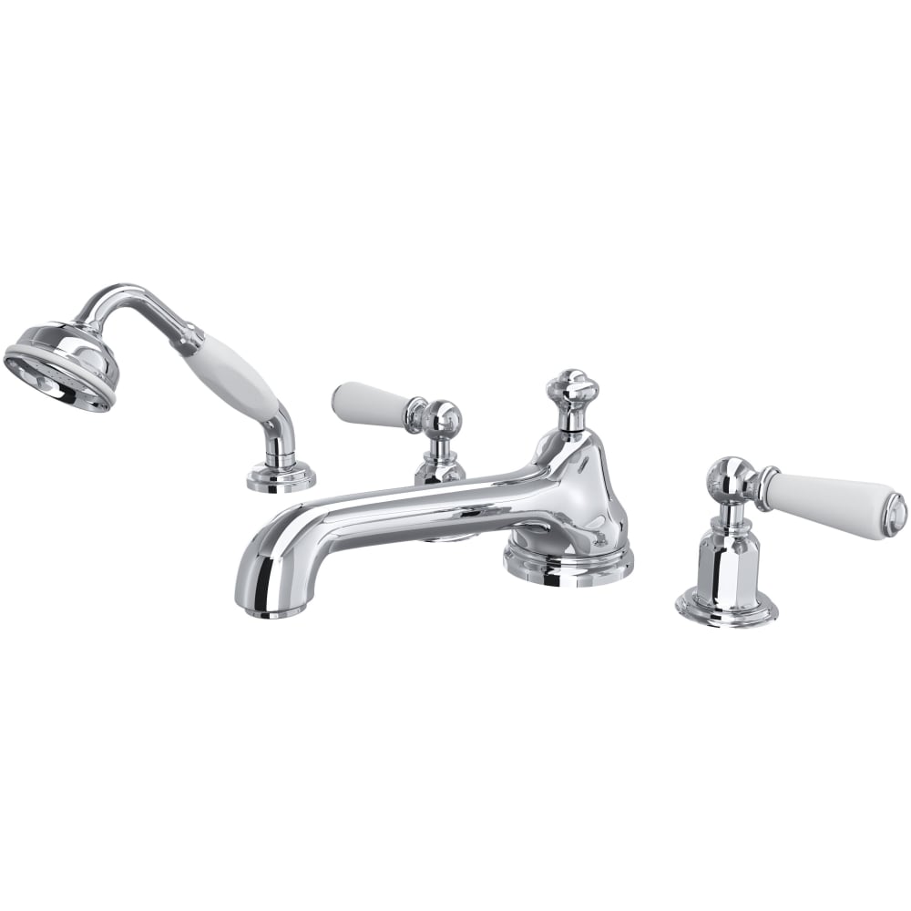 Edwardian Deck Mounted Roman Tub Filler with Built-In Diverter - Includes Hand Shower