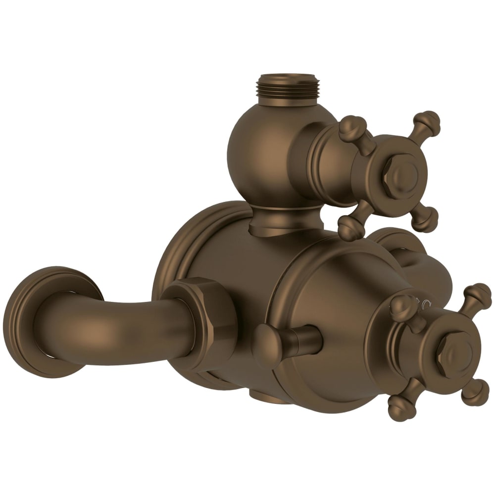 Georgian Era Two Function Thermostatic Valve Trim with Dual Cross Handles, Integrated Diverter, and Volume Control