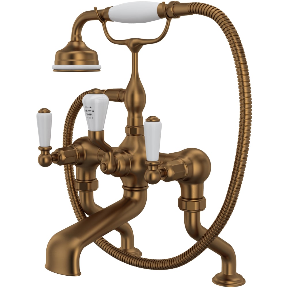 Edwardian Deck Mounted Tub Filler with Built-In Diverter - Includes Hand Shower
