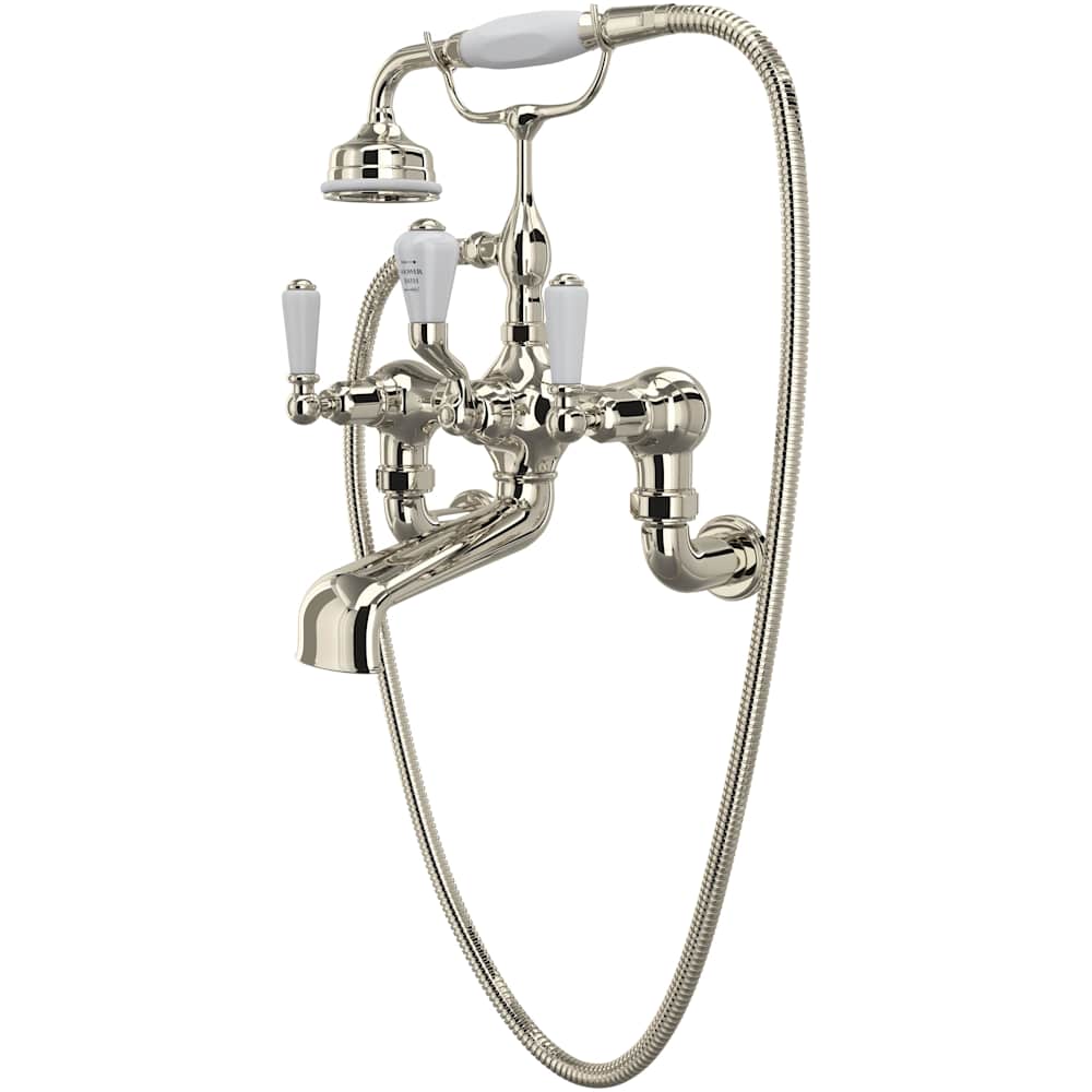 Edwardian Wall Mounted Tub Filler with Built-In Diverter - Includes Hand Shower