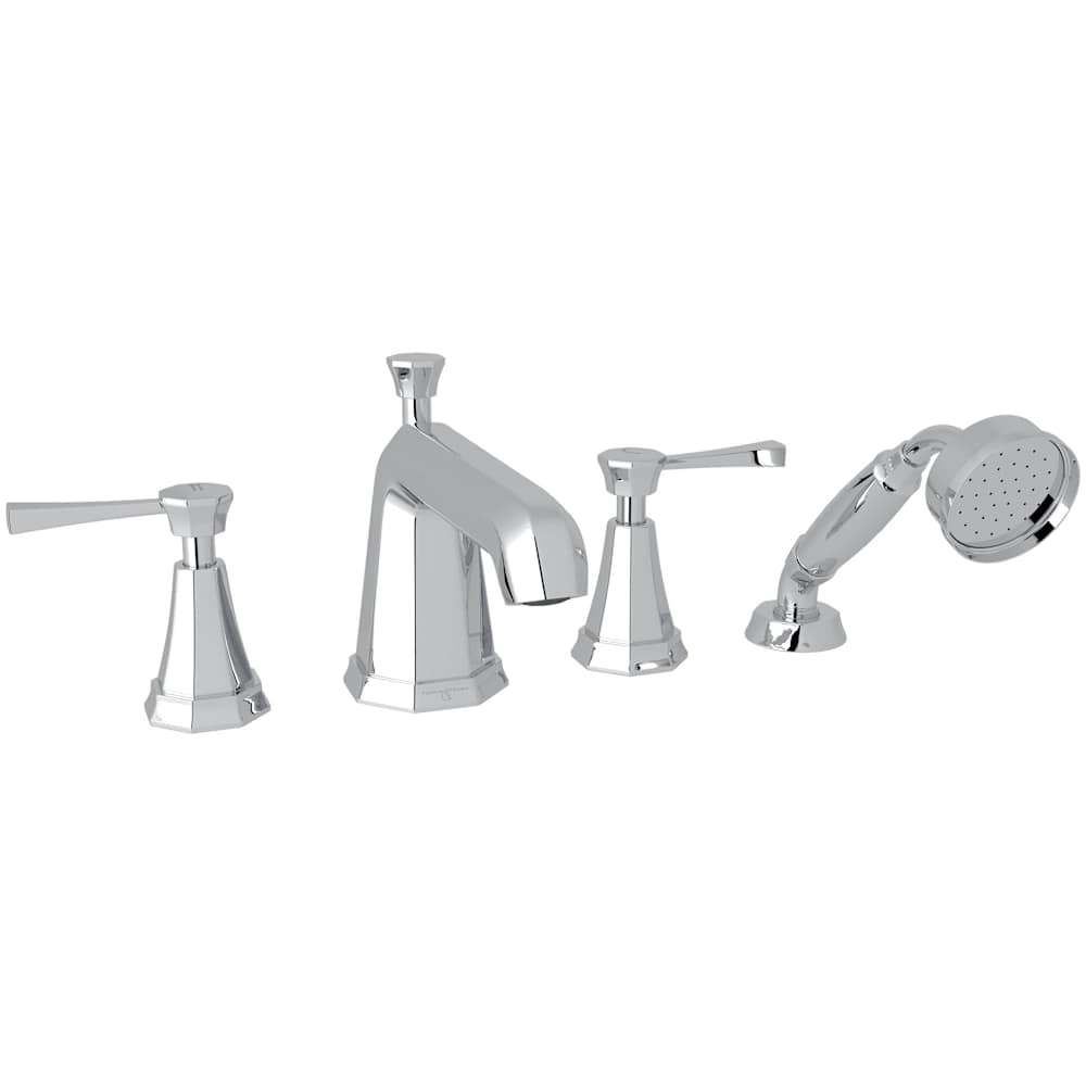 Deco Deck Mounted Roman Tub Filler with Built-In Diverter - Includes Hand Shower