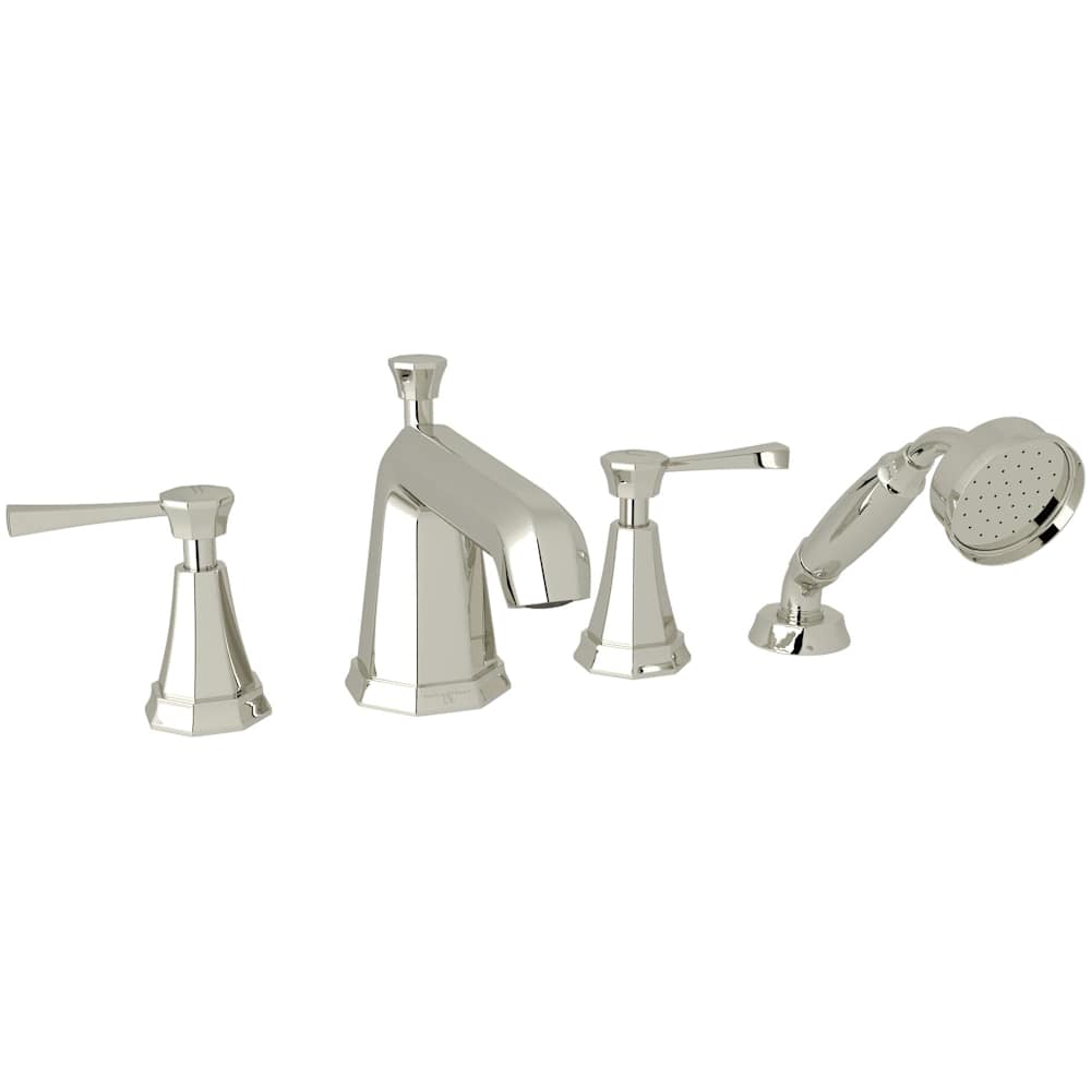 Deco Deck Mounted Roman Tub Filler with Built-In Diverter - Includes Hand Shower