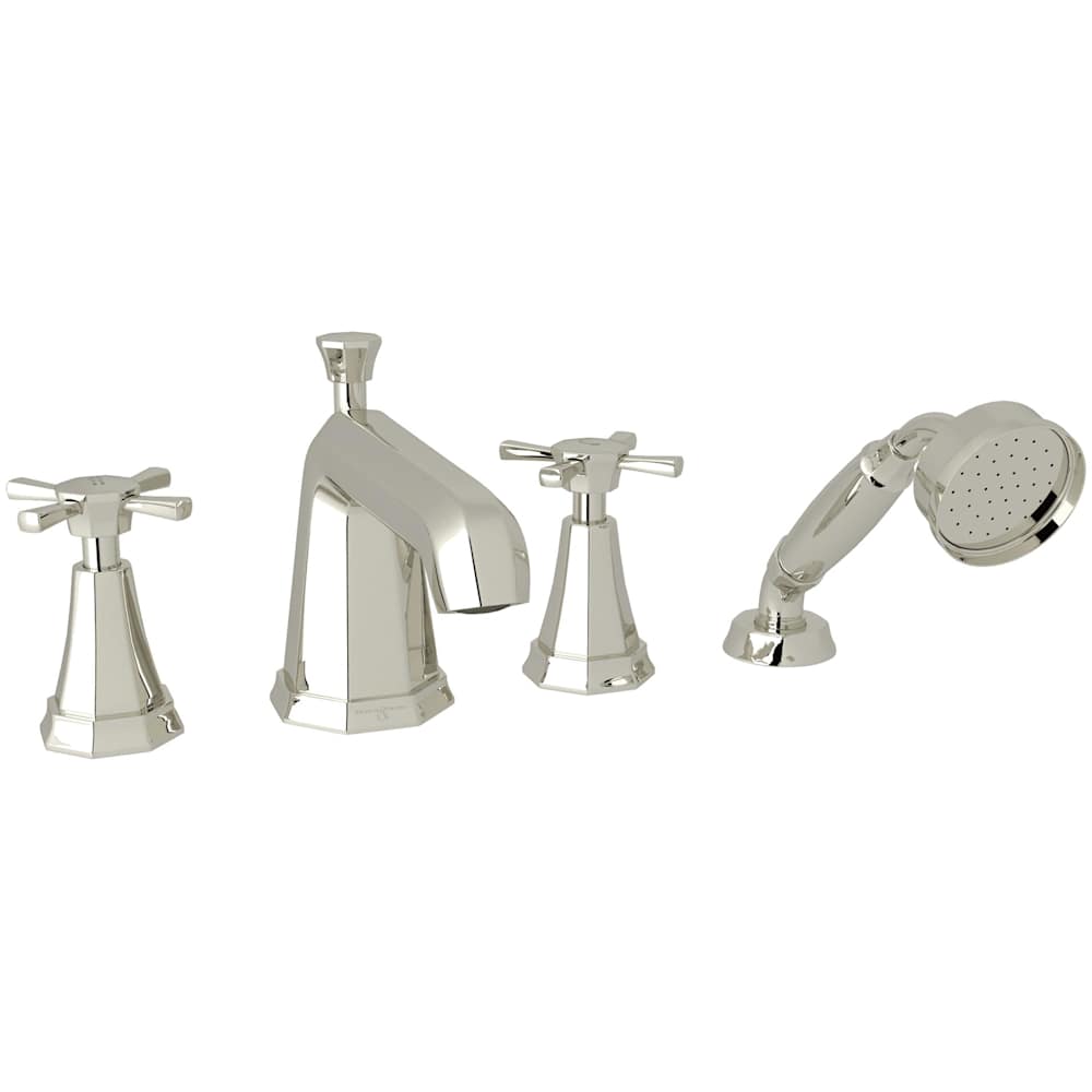 Deco Deck Mounted Roman Tub Filler with Built-In Diverter - Includes Hand Shower