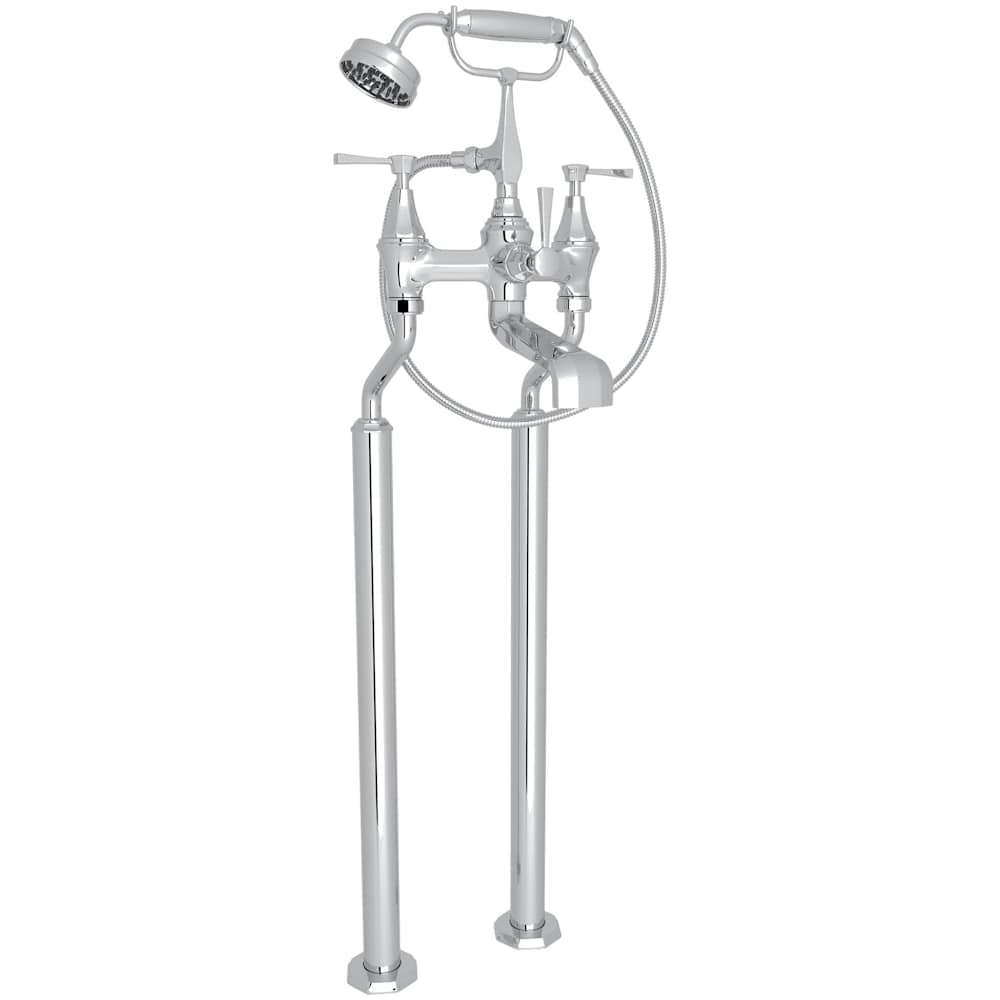 Deco Floor Mounted Clawfoot Tub Filler with Built-In Diverter - Includes Hand Shower