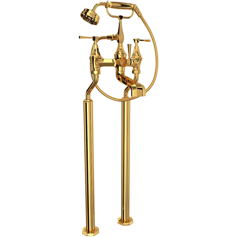 Deco Floor Mounted Clawfoot Tub Filler with Built-In Diverter - Includes Hand Shower