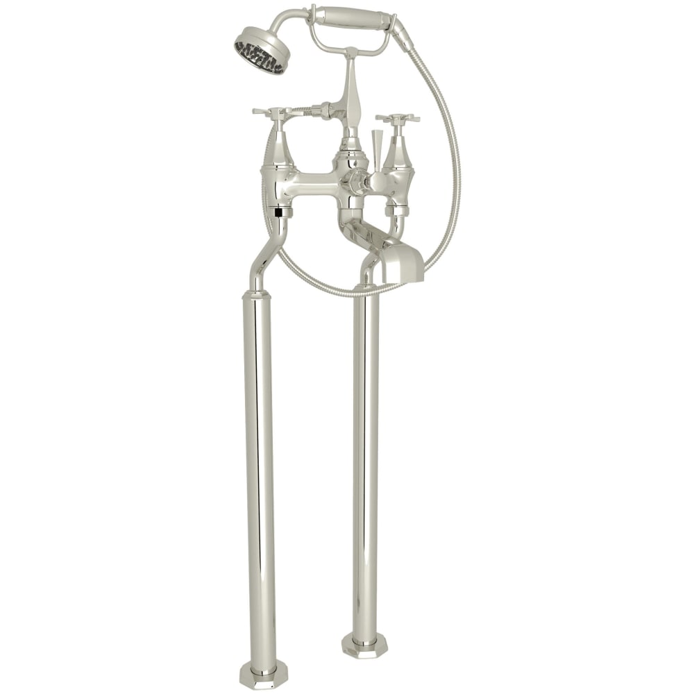 Deco Floor Mounted Clawfoot Tub Filler with Built-In Diverter - Includes Hand Shower