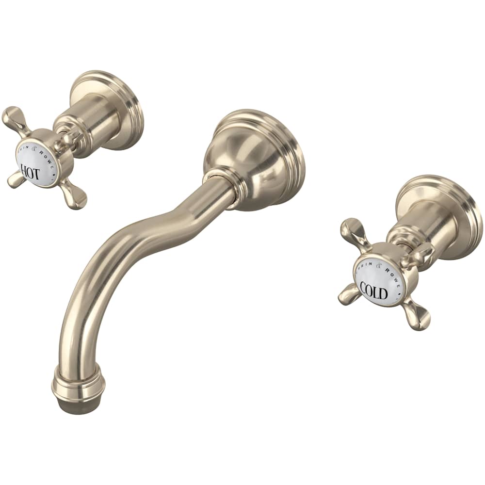 Edwardian 1.2 GPM Wall Mounted Widespread Bathroom Faucet with Column Spout