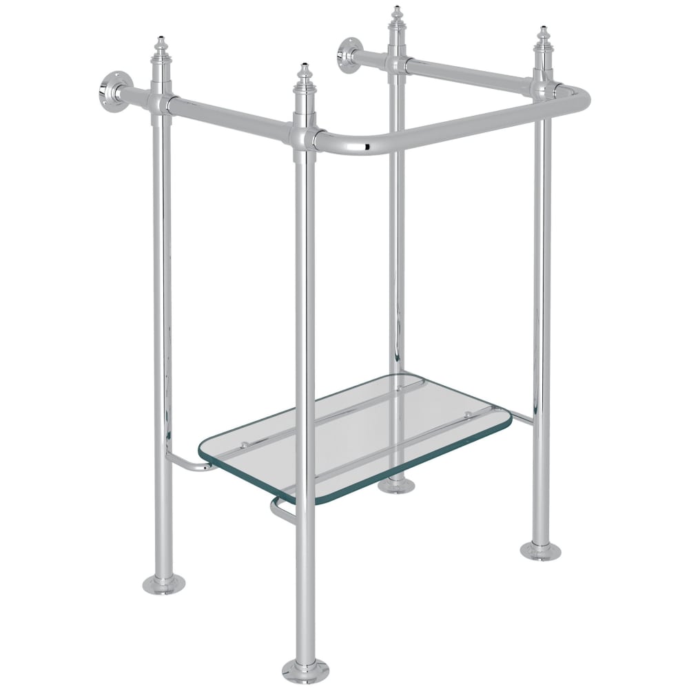 23" Brass Console Base for Bathroom Sink - Includes Glass Shelf
