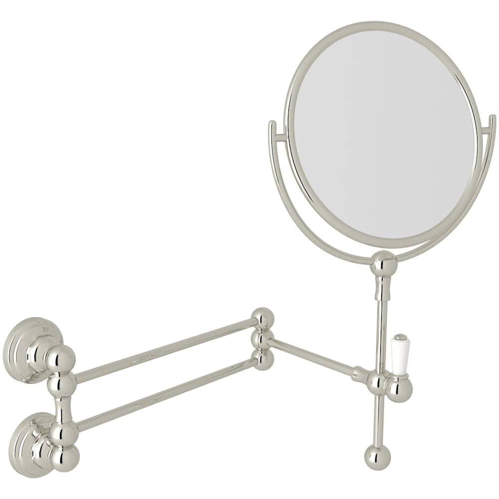 Edwardian 9"W x 14-7/8"H Circular Brass Framed Wall Mounted Make-up Mirror