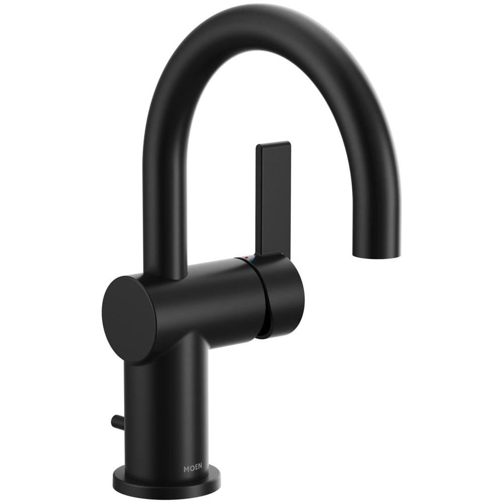 Moen Cia 1.2 GPM Single Hole Bathroom Faucet with Lift Rod Drain Assembly Matte Black