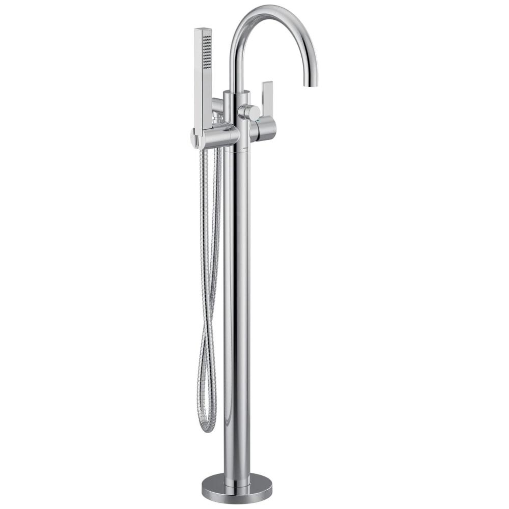 Moen Cia Floor Mounted Tub Filler with Built-In Diverter - Includes Hand Shower Chrome