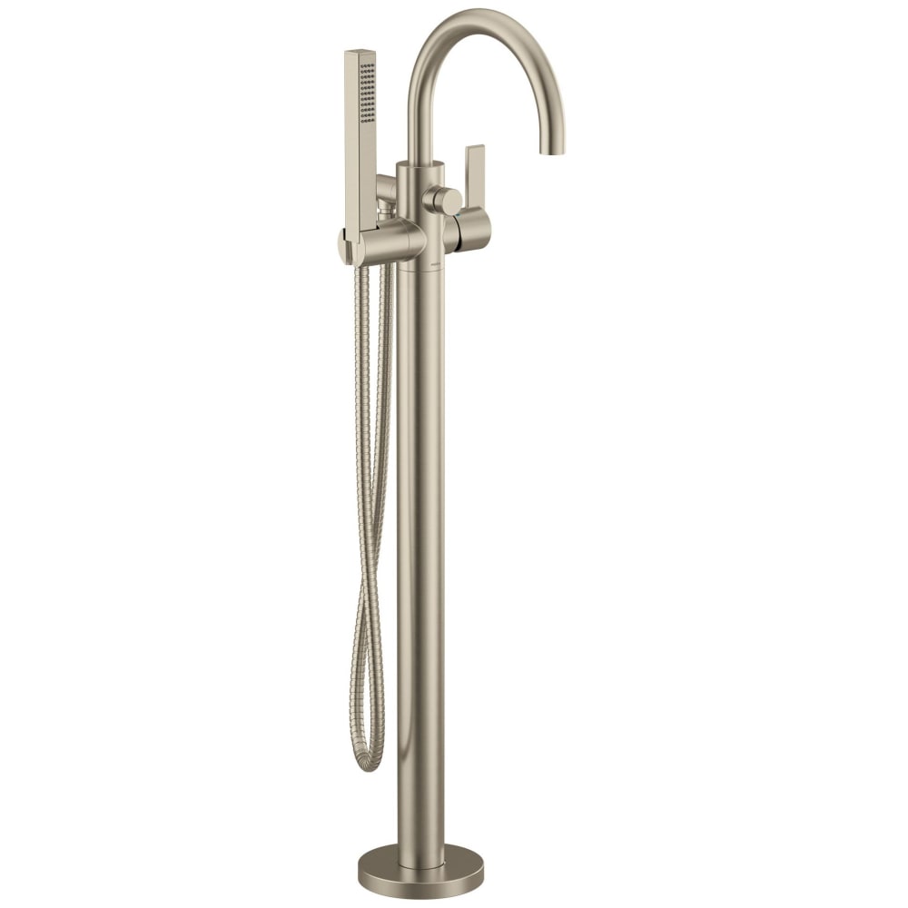 Moen Cia Floor Mounted Tub Filler with Built-In Diverter - Includes Hand Shower Brushed Nickel