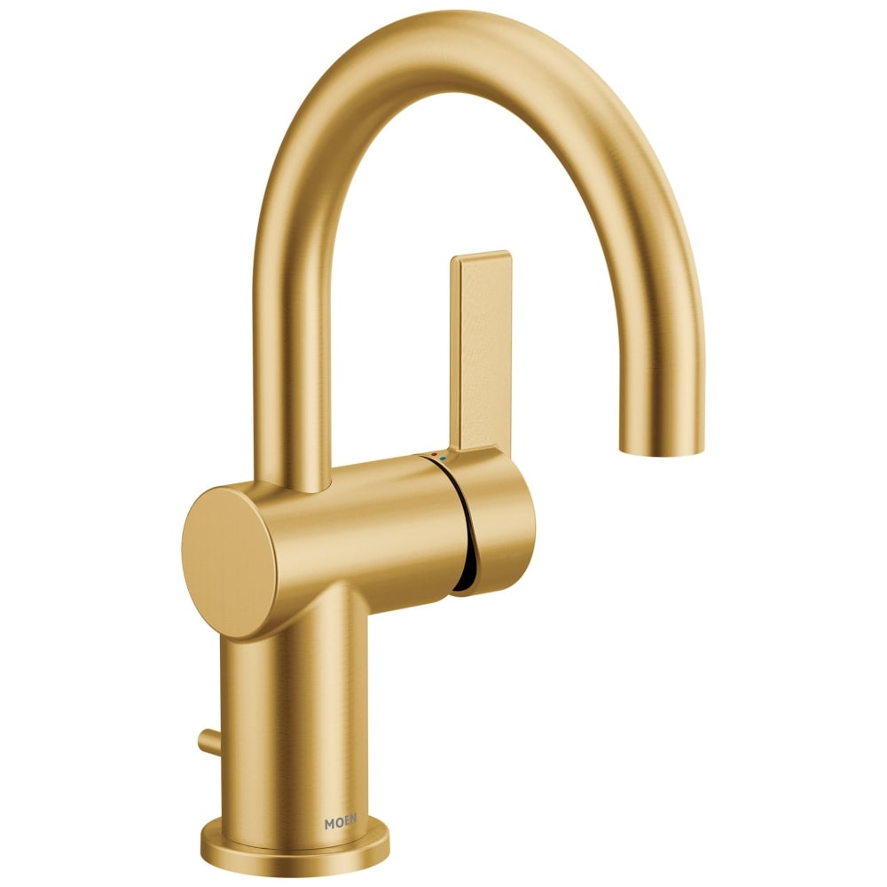 Moen Cia 1.2 GPM Single Hole Bathroom Faucet with Lift Rod Drain Assembly Brushed Gold