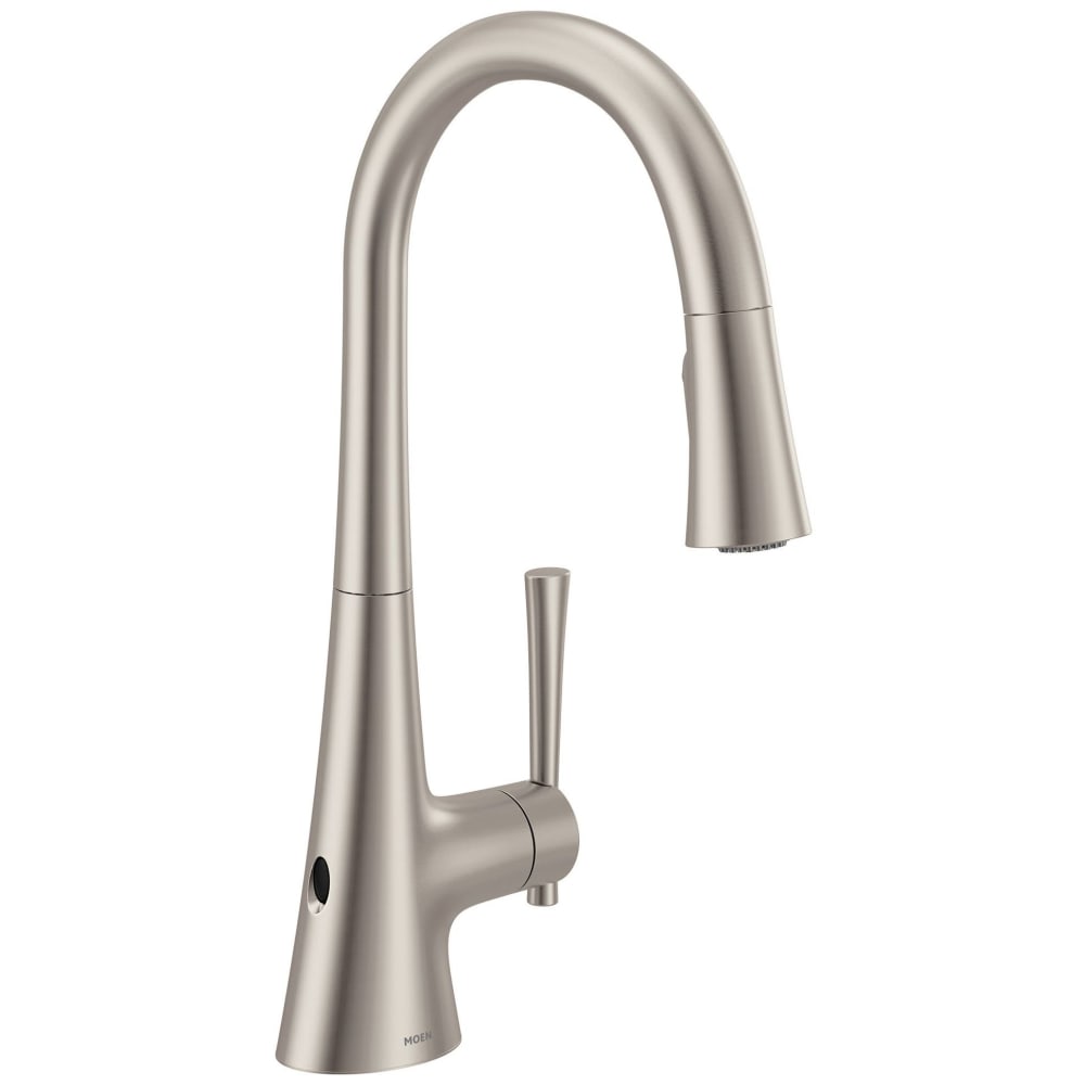 Moen Kurv 1.5 GPM Single Hole Pull Down Kitchen Faucet with Hands Free Capability Spot Resist Stainless