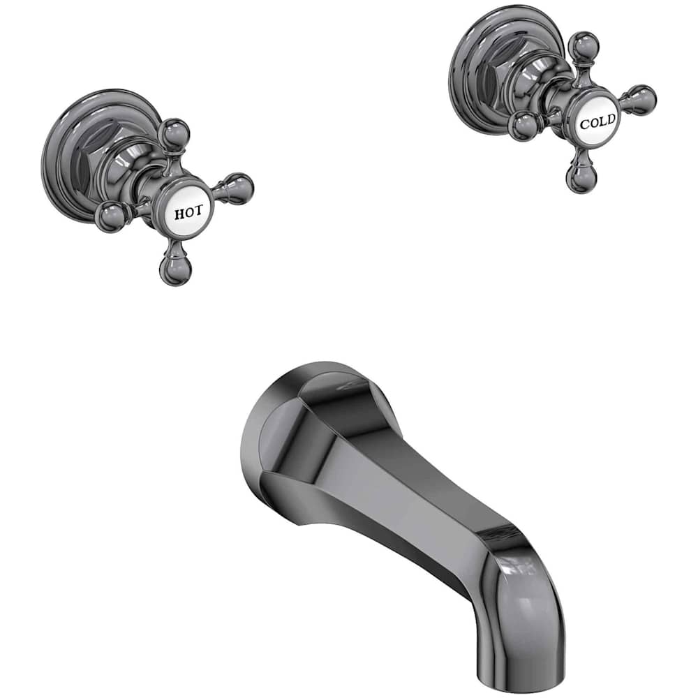Astor Double Handle Wall Mounted Bathtub Faucet with Metal Cross Handles
