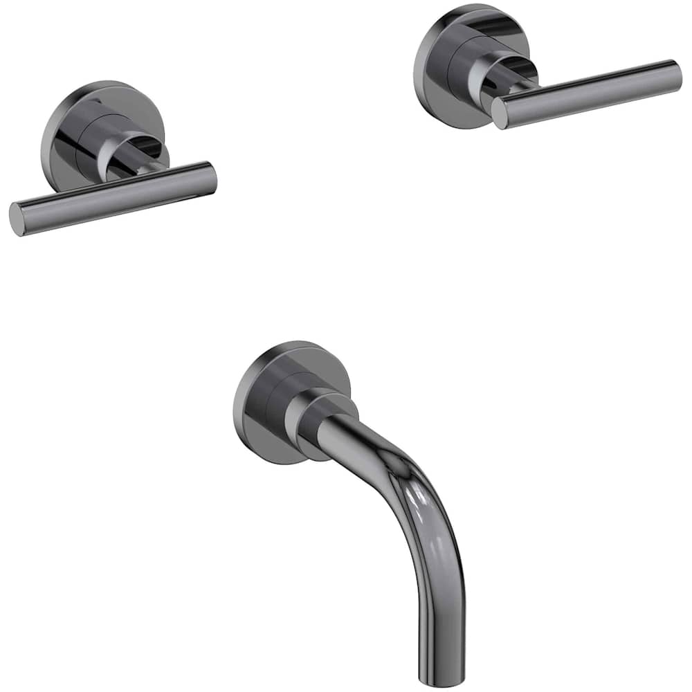 East Linear Double Handle Wall Mounted Tub Filler with Metal Lever Handles