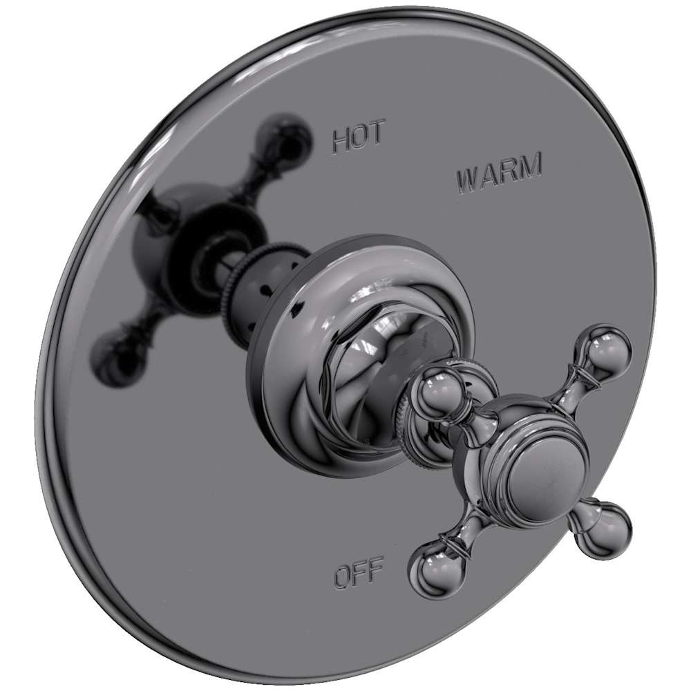 Victoria Collection Single Handle Round Pressure Balanced Shower Trim Plate Only with Metal Cross Handle