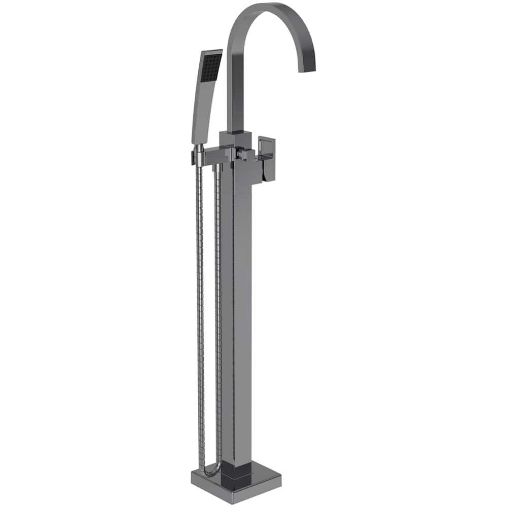 Secant Floor Mounted Tub Filler with Built-In Diverter - Includes Hand Shower