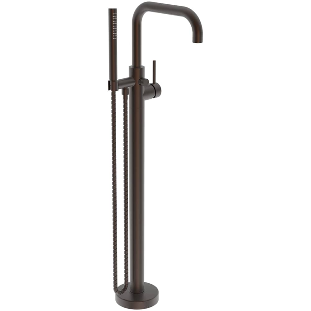 East Square Floor Mounted Tub Filler with Built-In Diverter - Includes Hand Shower